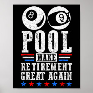 Affiche Retraite Grand Joueur de piscine retraité Billard 