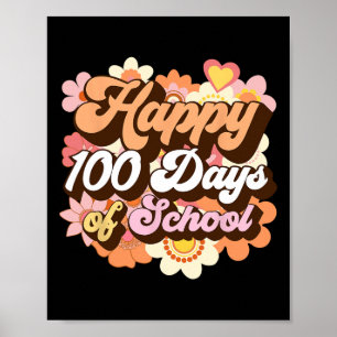 Affiche Rétro 100 Jours D'Enseignants Scolaires Enfants Su