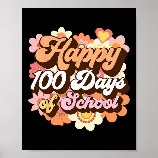 Affiche Rétro 100 Jours D'Enseignants Scolaires Enfants Su (Devant)