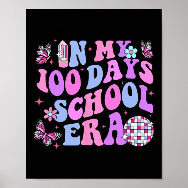 Affiche Rétro 100ème Jour De L'École Enseignant Enfant 100 (Devant)