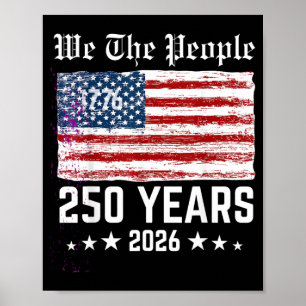 Affiche Rétro 250 Ans 1776-2026 250e Anniversaire 4ème de