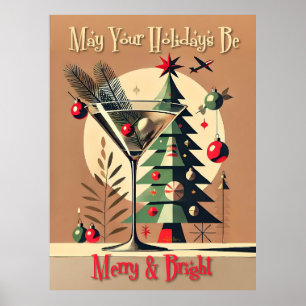 Affiche Retro 50s Jet Set Noël Martini Arbre