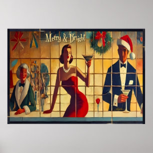 Affiche Retro 50s Noël Eve Bar Dernier Appel Martini