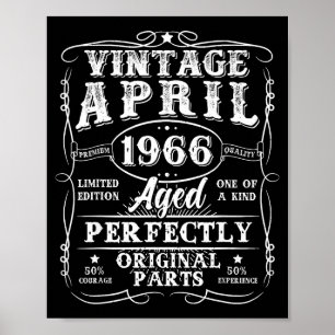 Affiche Rétro 60 ans avril 1966 vintage 60e anniversaire