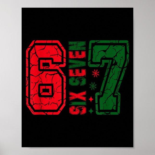 Affiche Rétro 67 Drôle Six Sept Mème 6 7 Numéro Noël (Devant)