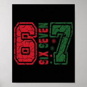 Affiche Rétro 67 Drôle Six Sept Mème 6 7 Numéro Noël