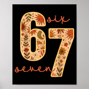 Affiche Rétro 67 Six Seven Boho Fleurs Florales Rétro de L