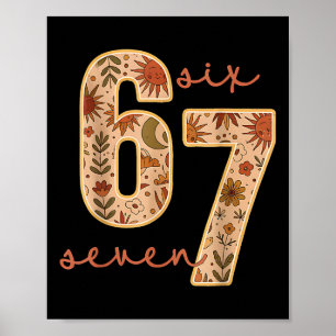 Affiche Rétro 67 Six Seven Boho Floral Rétro Fleurs de Lun