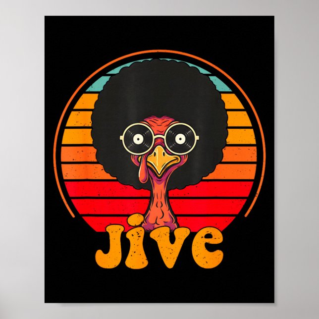 Affiche Retro 70s Turkey Jive Afro Thanksgiving Family Men (Devant)
