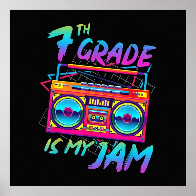 Affiche Rétro 80s 7e année est mon truc retour à l'école (Devant)