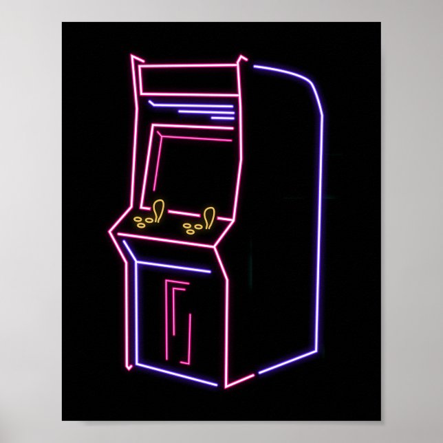 Affiche Retro 80s 90s NeON Arcade Machine Arcade Cabinet d (Devant)