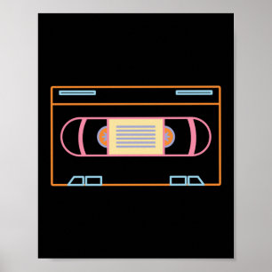 Affiche Retro 80s 90s Neon Vidéo bande Vhs