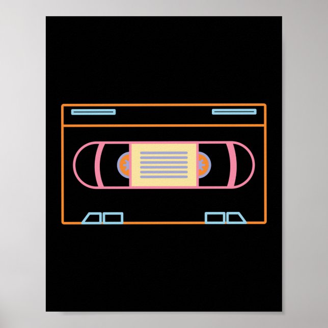 Affiche Retro 80s 90s Neon Vidéo bande Vhs (Devant)