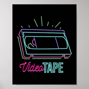 Affiche Retro 80s 90s Neon Vidéo bande Vhs