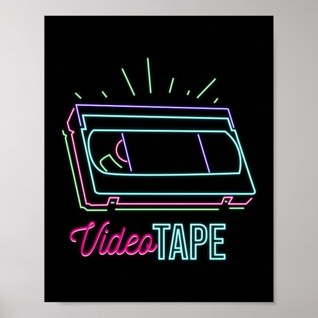 Affiche Retro 80s 90s Neon Vidéo bande Vhs (Devant)
