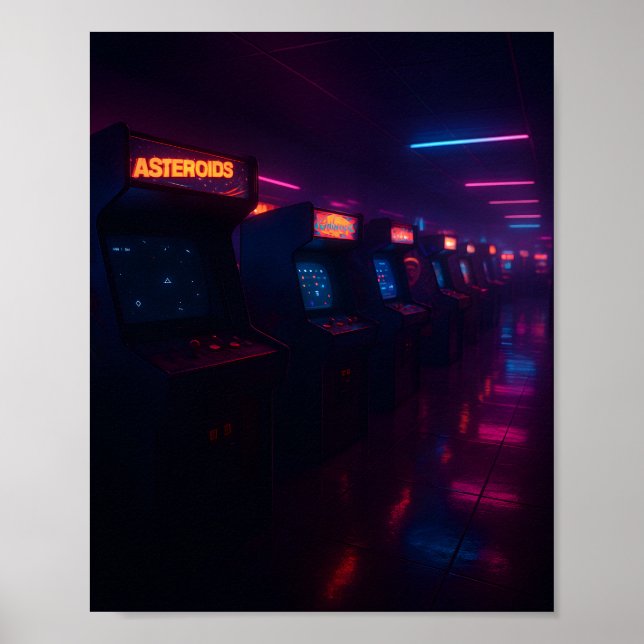 Affiche Retro 80s Arcade Gaming Aesthetic Neon Lights (Devant)