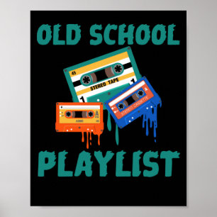 Affiche Retro 80s Old School Playlist Cassette Tape Music
