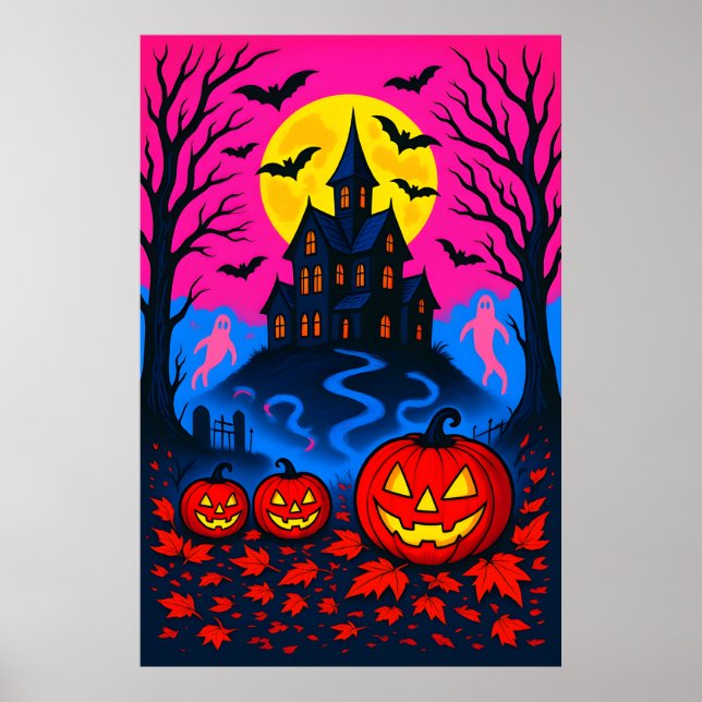 Affiche Retro 80s Style Halloween Pop Art (Devant)