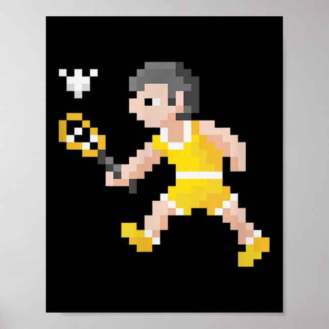Affiche Retro 80s Video Game Pixel Art Badminton Player  (Devant)