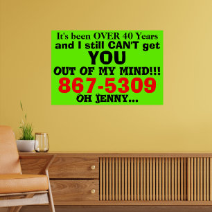 Affiche Rétro 867 5309 Numéro Générique Jenny 80's Vert Ro