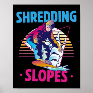 Affiche Retro 90s 80s Snowboard Shredding Slopes Snowboard