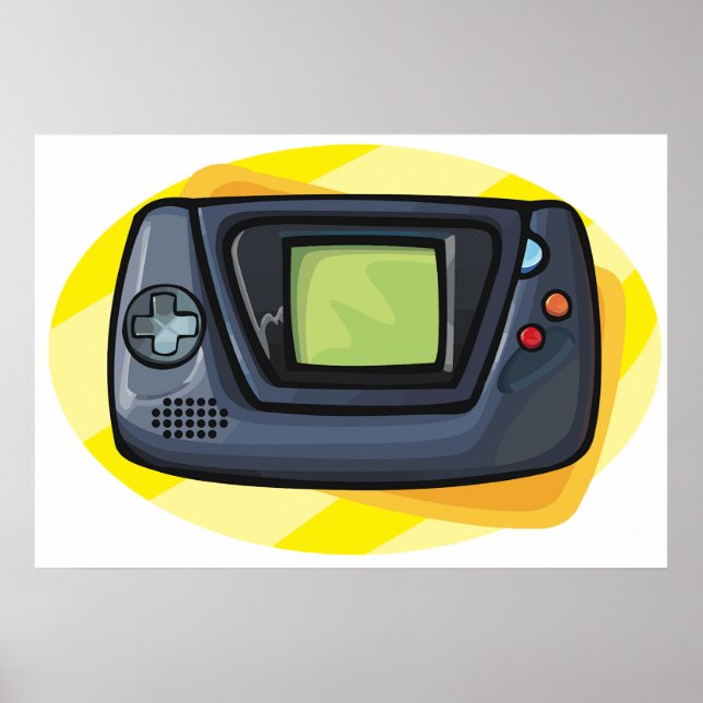 Affiche Retro 90s Handheld Game Console Gamer (Devant)