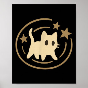 Affiche Retro 90s Y2k Ed Cat Cosmique Stars Cadeau Pour Ho
