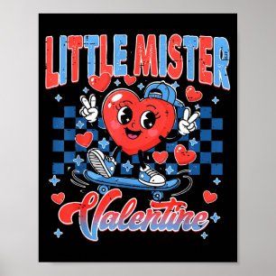 Affiche Retro à carreaux Petit Monsieur Valentin Skating I