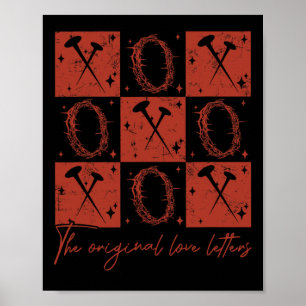 Affiche Retro à carreaux Saint-Valentin Xoxo Les Lettres d