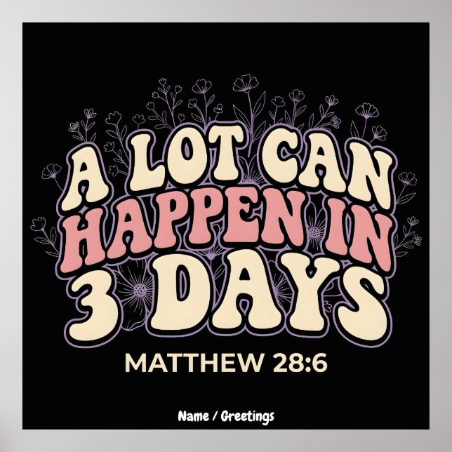 Affiche Retro A Lot Can Happen In 3 Days Christian Easter  (Devant)