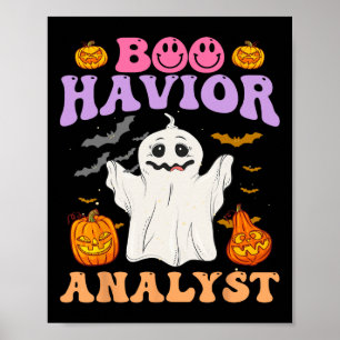 Affiche Retro Aba Therapist Bcba Halloween Ghost Boo Havio