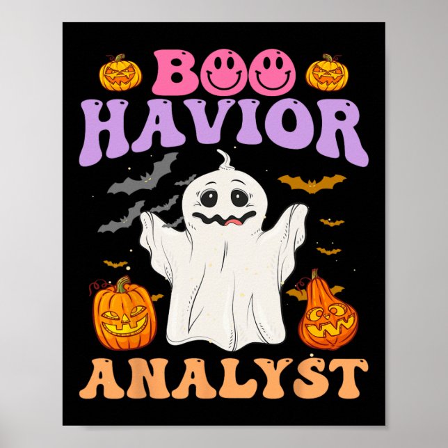 Affiche Retro Aba Therapist Bcba Halloween Ghost Boo Havio (Devant)