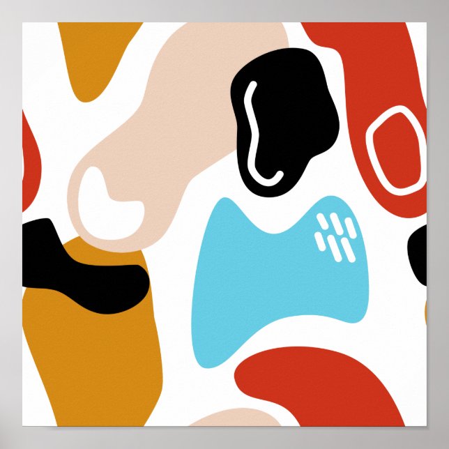 Affiche Retro Abstrait Doodle Glamor Finger Line Art (Devant)