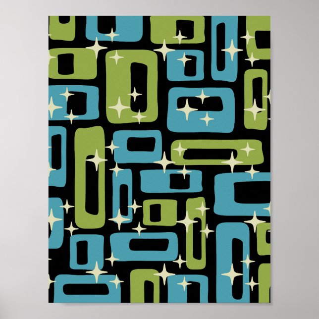 Affiche Rétro Abstrait Moderne du Milieu du Siècle (Devant)