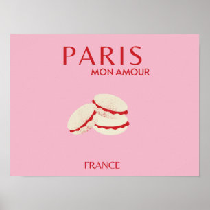 Affiche Retro Abstrait Pastel Paris Pink Pastel Travel Art