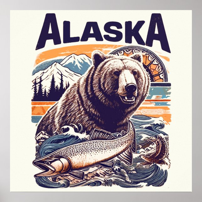Affiche Retro Alaska Nature (Devant)