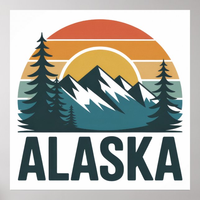 Affiche Retro Alaska Sunset Adventure  (Devant)