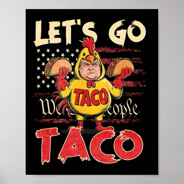 Affiche Retro Allons Taco Chemise Drôle Allons Taco Pour (Devant)
