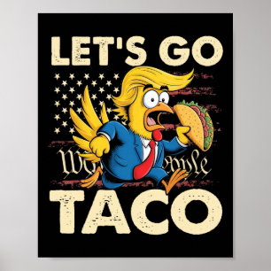 Affiche Retro Allons Taco Drôle Allons Taco Drôle Pour Les