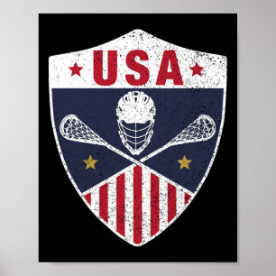 Affiche Retro America Lacrosse I Fier Usa Lacrosse Jers