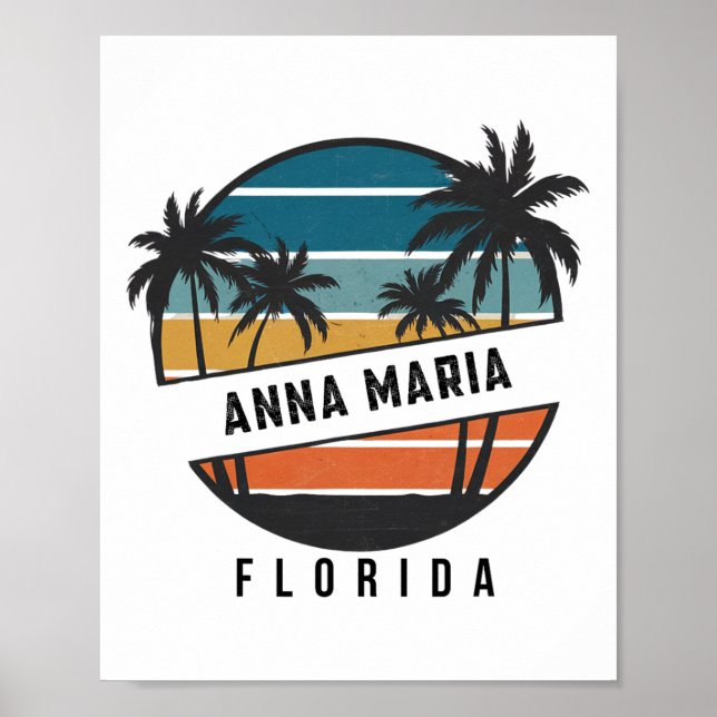 Affiche Rétro Anna Maria Beach Floride Surfboard Surf  (Devant)