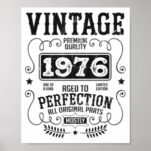 Affiche Rétro Année de Naissance 1976 Anniversaire Citatio
