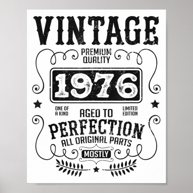 Affiche Rétro Année de Naissance 1976 Anniversaire Citatio (Devant)