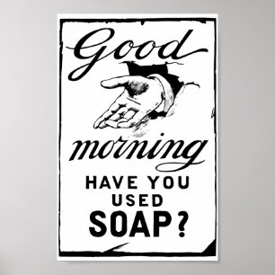 Affiche rétro annonce d'hygiène au sujet de se laver les