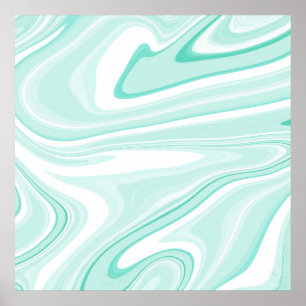 Affiche Retro Aqua Green Swirl Liquid Peinture esthétique