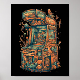Affiche Retro Arcade Gamer Clic Machine de jeux d'arcade