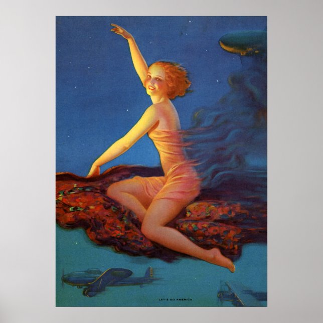 Affiche Retro Art Print, "Lets Go America" Eggleston Retro (Devant)