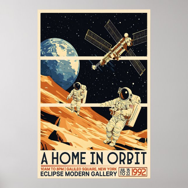 Affiche Retro Astronauts in Space Print Mid-Century Modern (Devant)