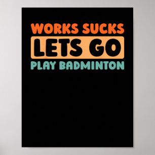 Affiche Retro Badminton Player Court - Racquet Vintage Shu