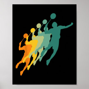 Affiche Retro Badminton Players Navette Sports Racket Coac